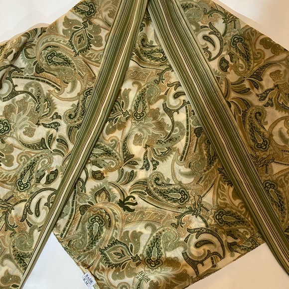 Olive Green Paisley Print Square Scarf Made Italy by BMR - Picture 2 of 5